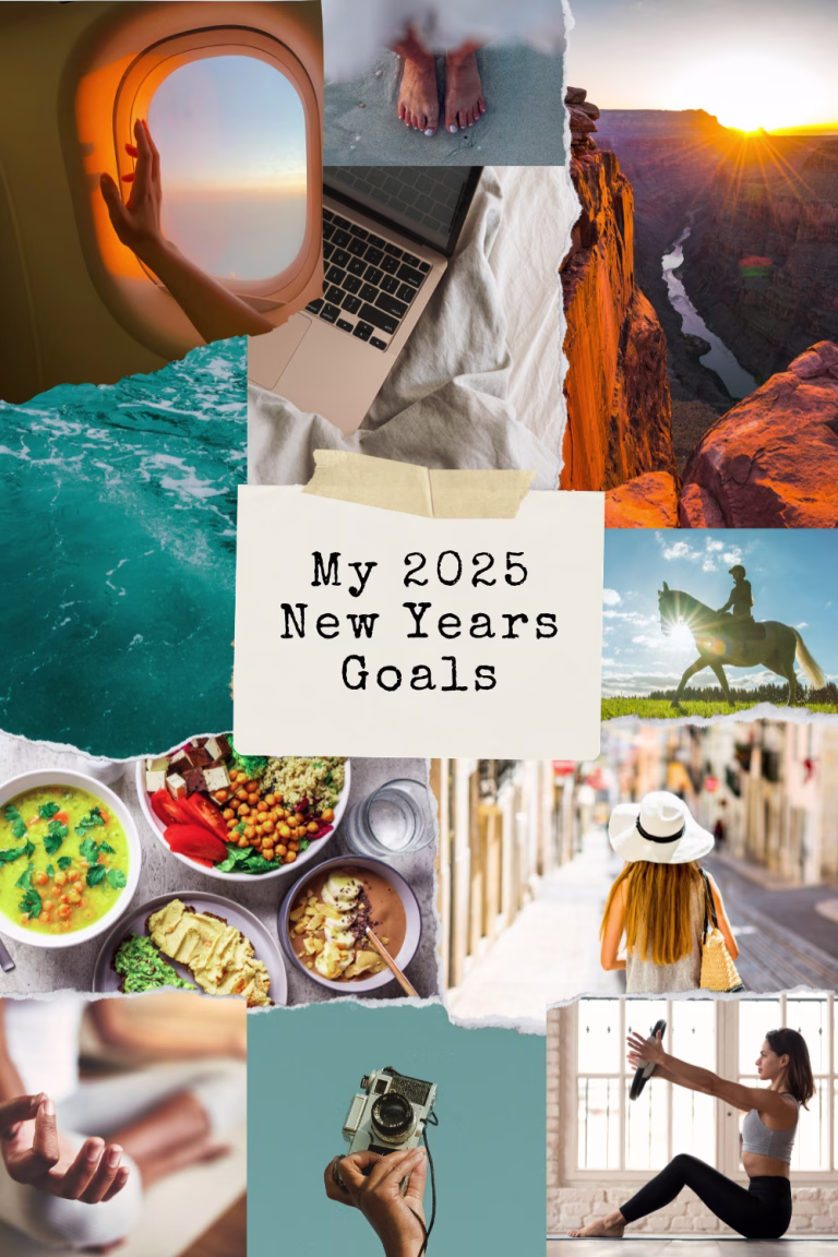 Collage of images with the text "My 2025 New Years Goals"